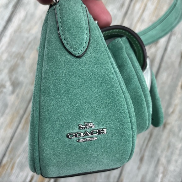 Coach Ashton Shoulder Bag In Mint Green Suede Crossbody Purse - Picture 3 of 9